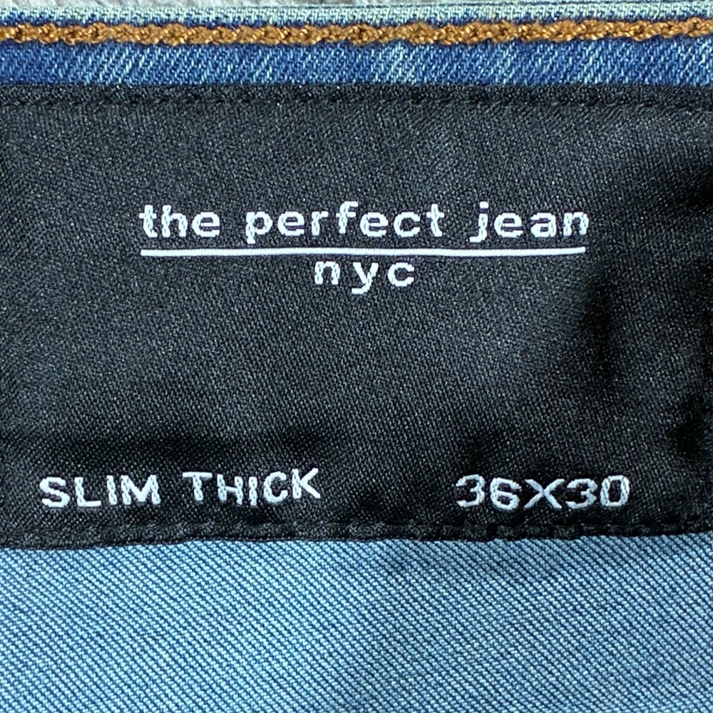 The Perfect Jean NYC Slim Thick Jeans Mens 36x30 Medium Wash Blue Stretch Denim - Picture 9 of 10